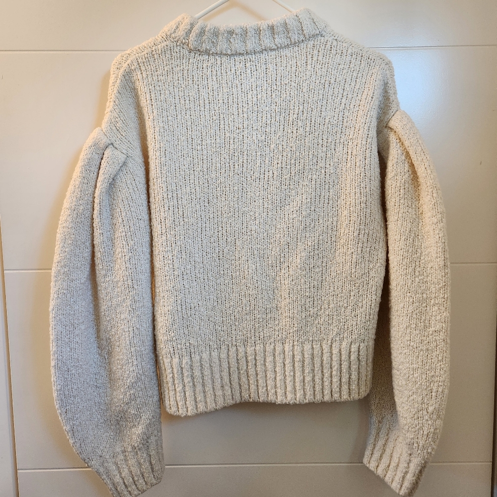 & Other Stories Paris Atelier Ivory Puff Sleeve Sweater | S | Fall Winter Knit - Picture 3 of 6